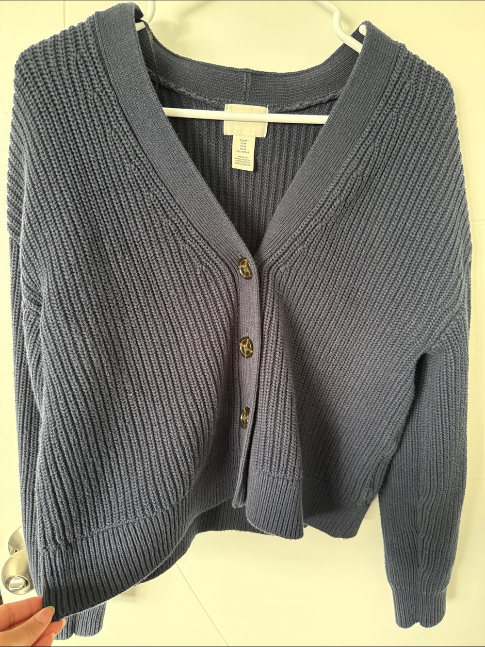 H&M Slate Blue Ribbed Button-Front Cardigan - Picture 1 of 2